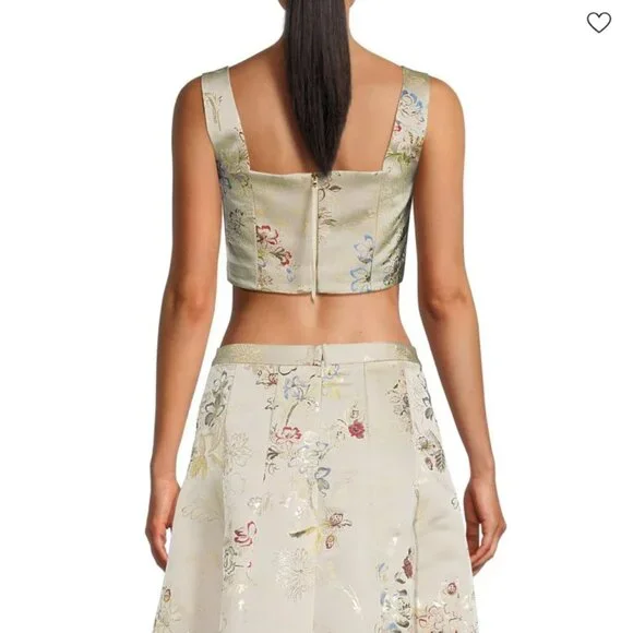 Adam Lippes Floral Embroidered Silk Blend Crop Top NWT - Picture 2 of 8